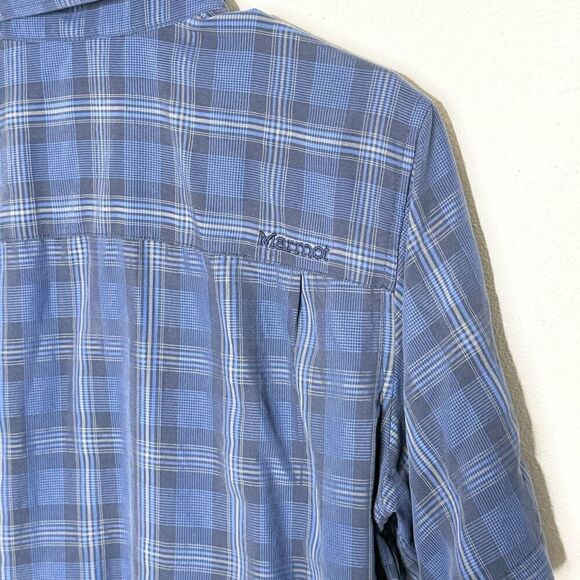 Marmot Short Sleeve Blue Plaid Button Down Shirt - Men’s US M - Picture 5 of 9